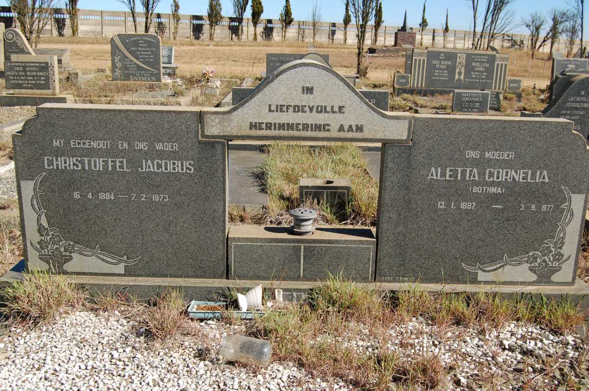 Merwe Christoffel Jacobus, van der 1884-1973 &amp; Aletta Cornelia BOTHMA 1887-1977