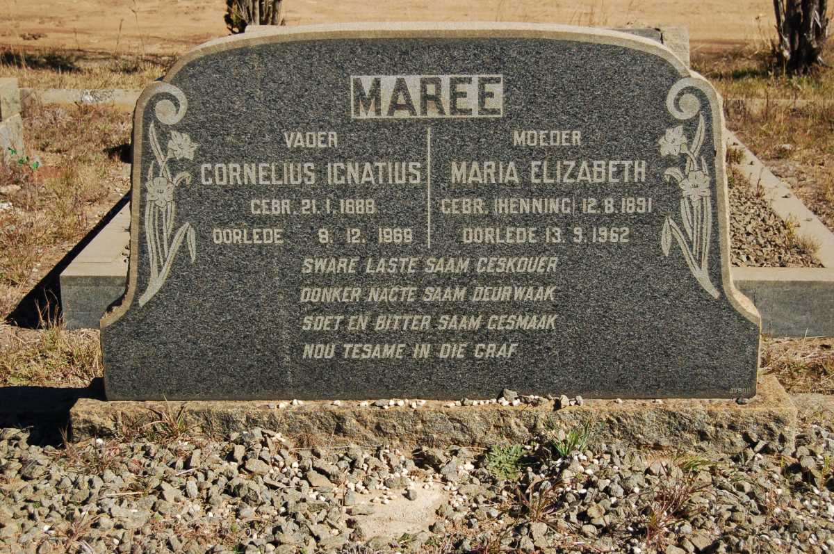 MAREE Cornelius Ignatius 1888-1969 &amp; Maria Elizabeth HENNING 1891-1962