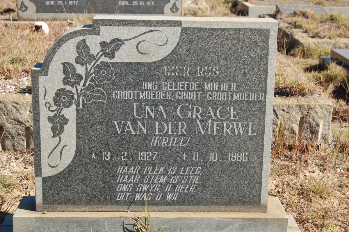MERWE Una Grace, van der nee KRIEL 1927-1986