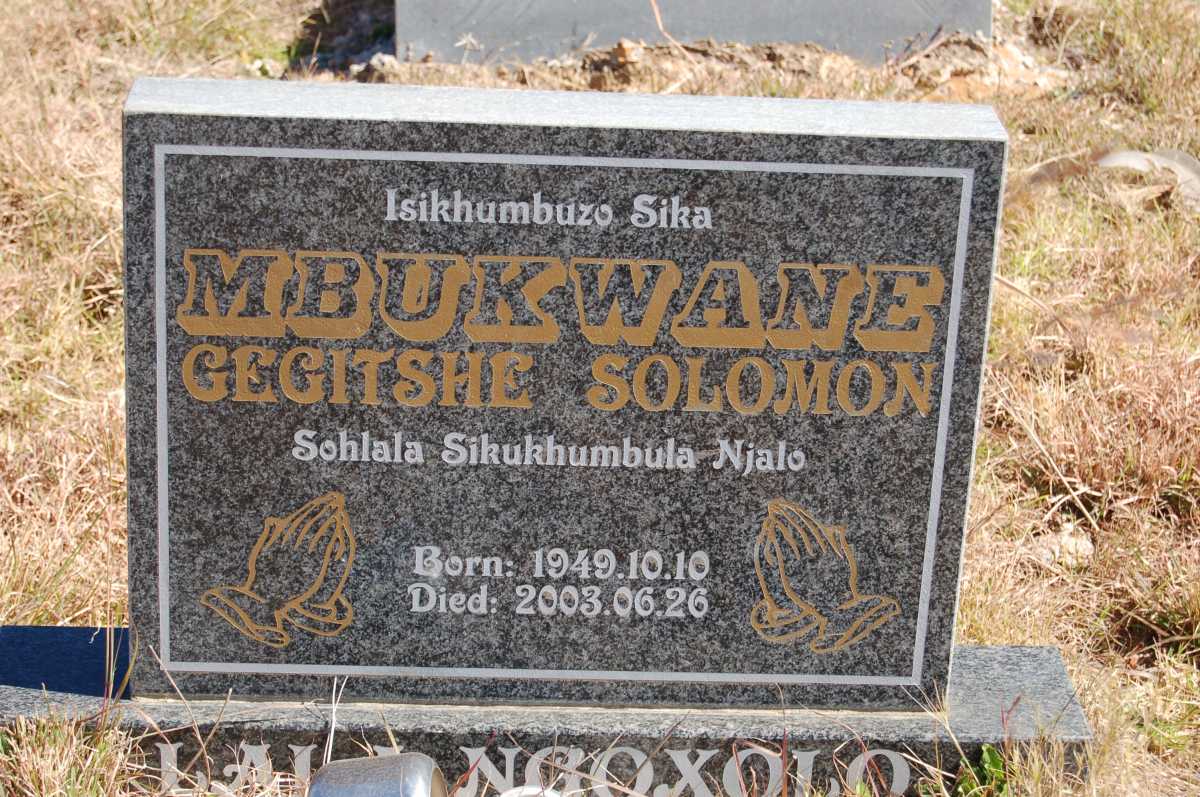 MBUKWANE Gegitshe Solomon 1949-2003