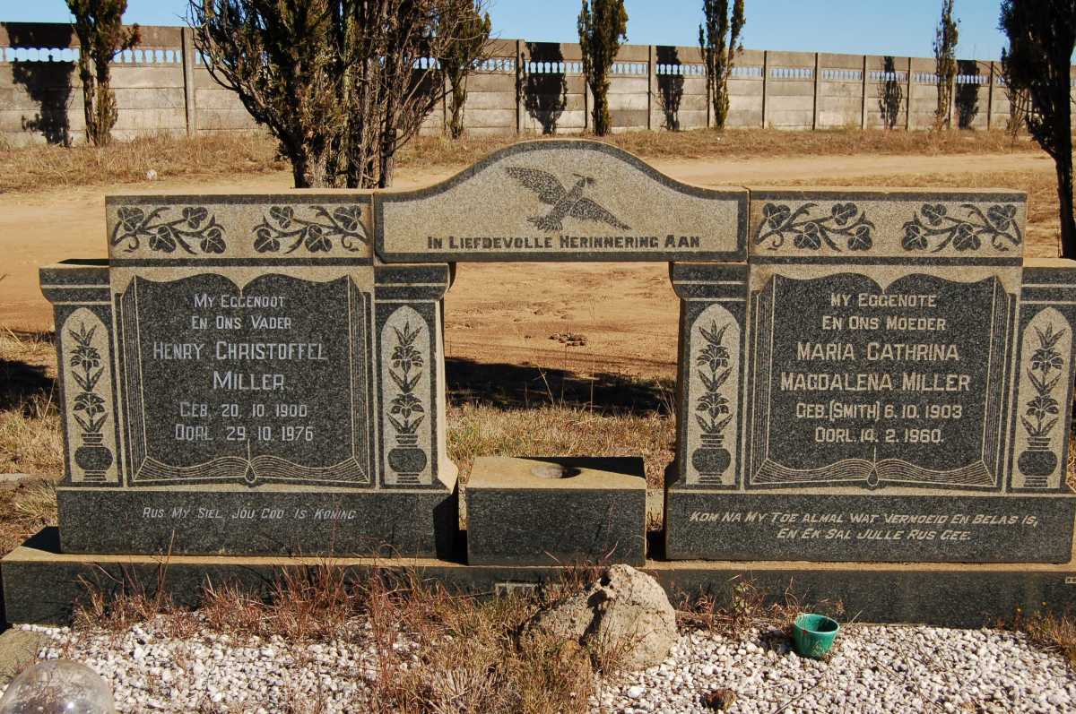MILLER Henry Christoffel 1900-1976 &amp; Maria Cathrina Magdalena SMITH 1903-1960