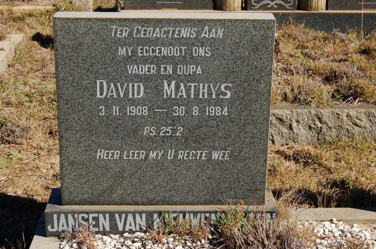 NIEUWENHUIZEN David Mathys, Jansen van 1908-1984