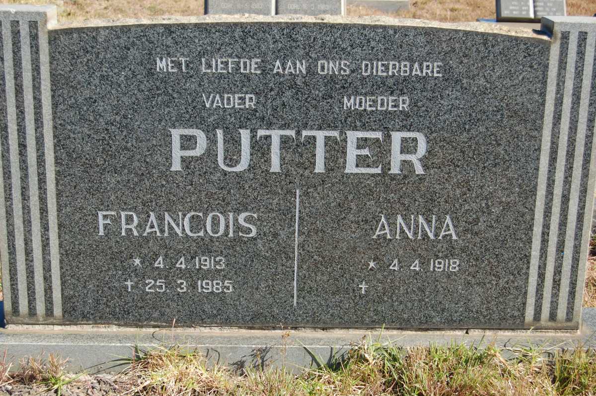 PUTTER Francois 1913-1985 &amp; Anna 1918-