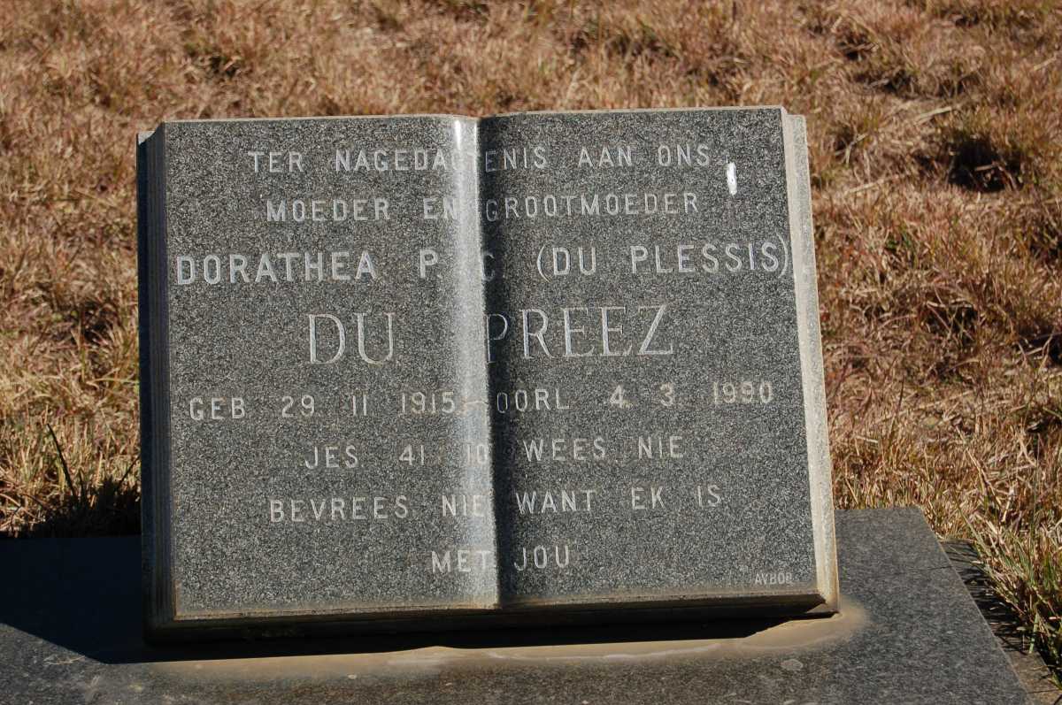PREEZ Dorathea P.C., du nee DU PLESSIS 1915-1990