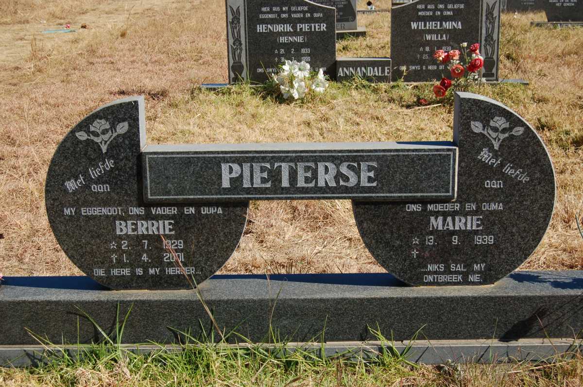 PIETERSE Berrie 1929-2001 &amp; Marie 1939-