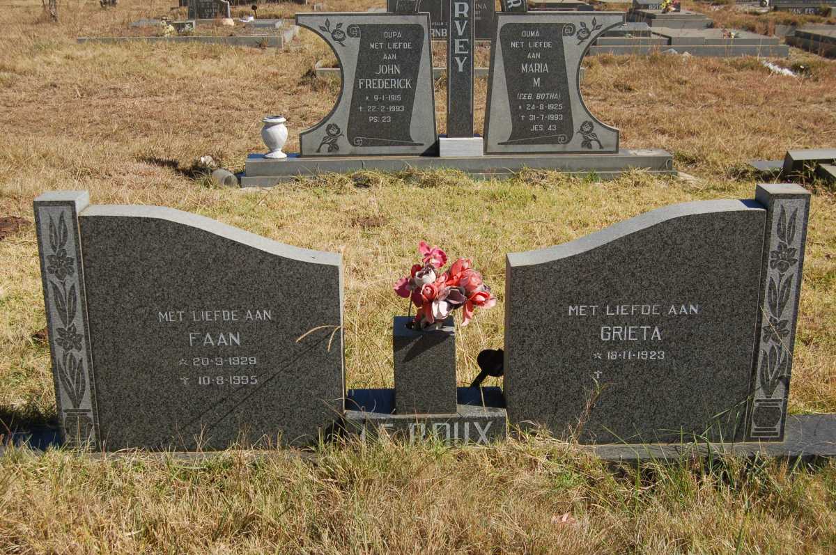 ROUX Faan, le 1929-1995 &amp; Grieta 1923-