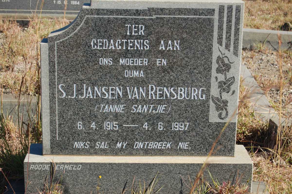 RENSBURG S.J., Jansen van 1915-1997