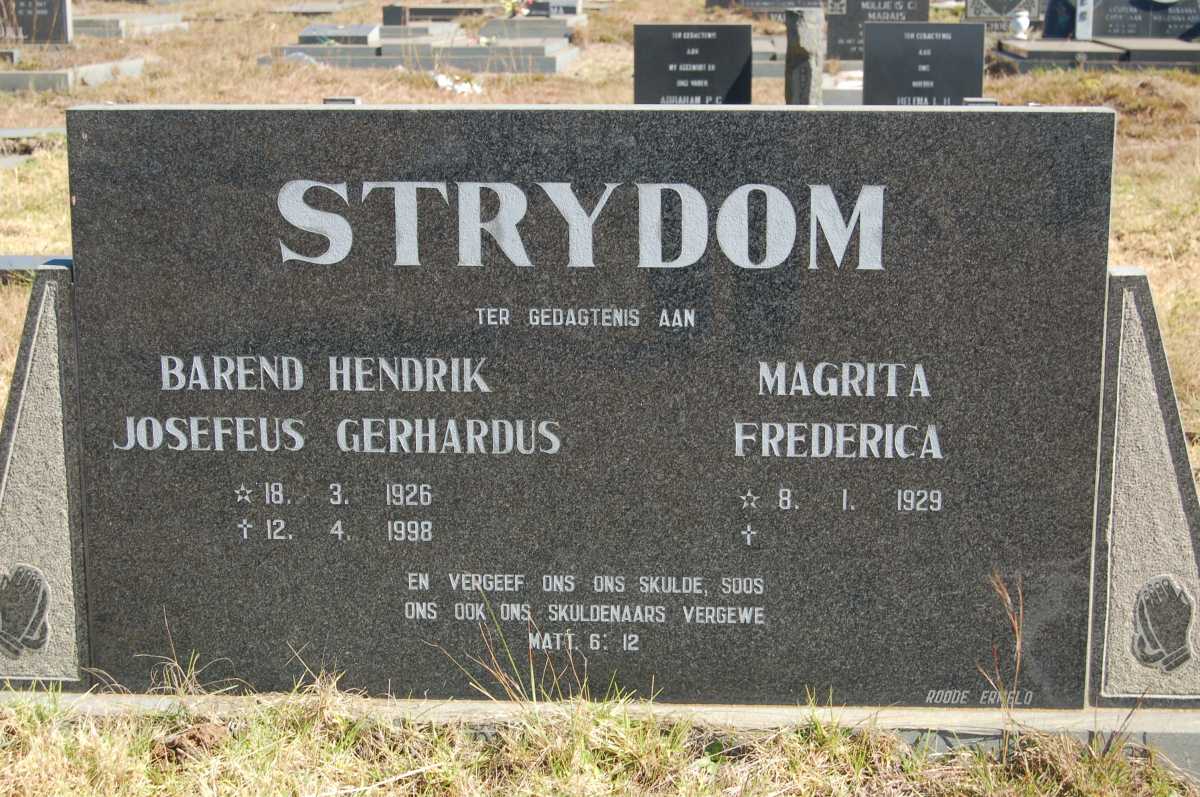 STRYDOM Barend Hendrik Josefeus Gerhardus 1926-1998 &amp; Magrita Frederica 1929-