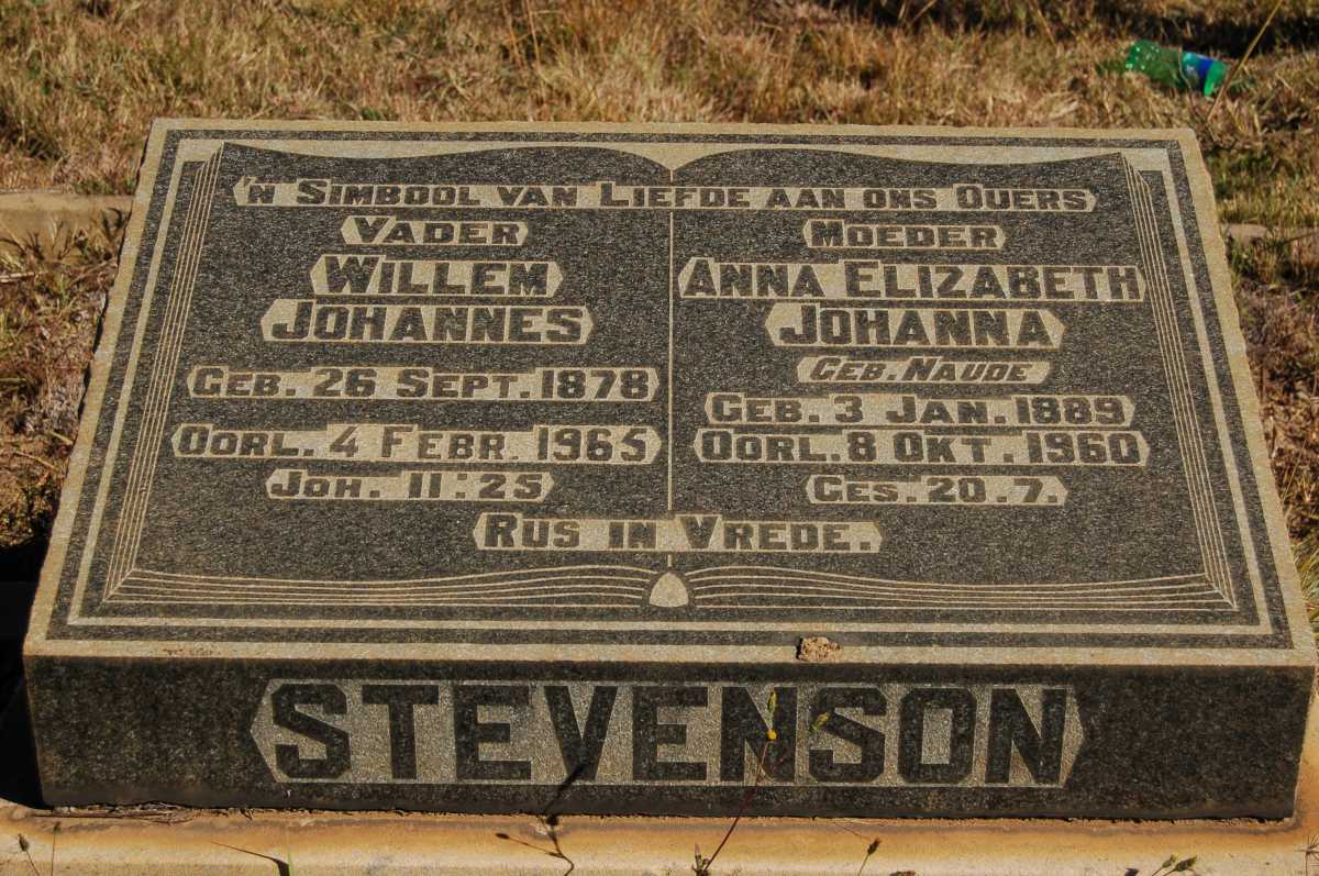 STEVENSON Willem Johannes 1878-1965 &amp; Anna Elizabeth Johanna NAUDE 1889-1960