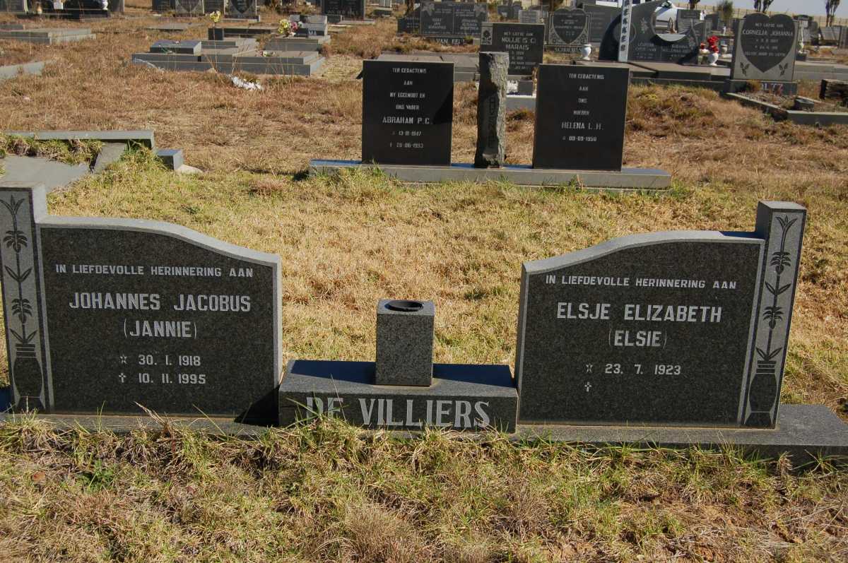 VILLIERS Johannes Jacobus, de 1918-1995 &amp; Elsje Elizabeth 1923-