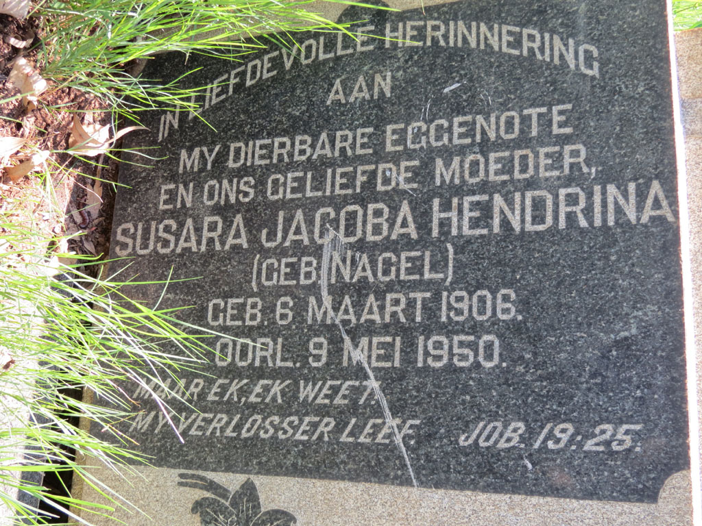 JACOBS Susara Jacoba Hendrina nee NAGEL 1906-1950