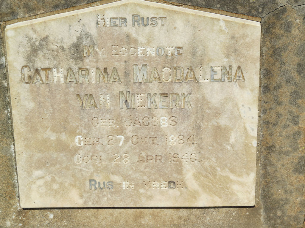 NIEKERK Catharina Magdalena, van nee JACOBS 1884-1940