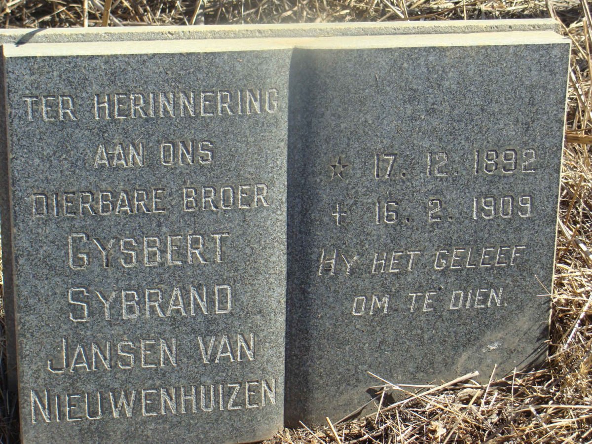 NIEUWENHUIZEN Gysbert Sybrand, Jansen van 1892-1909