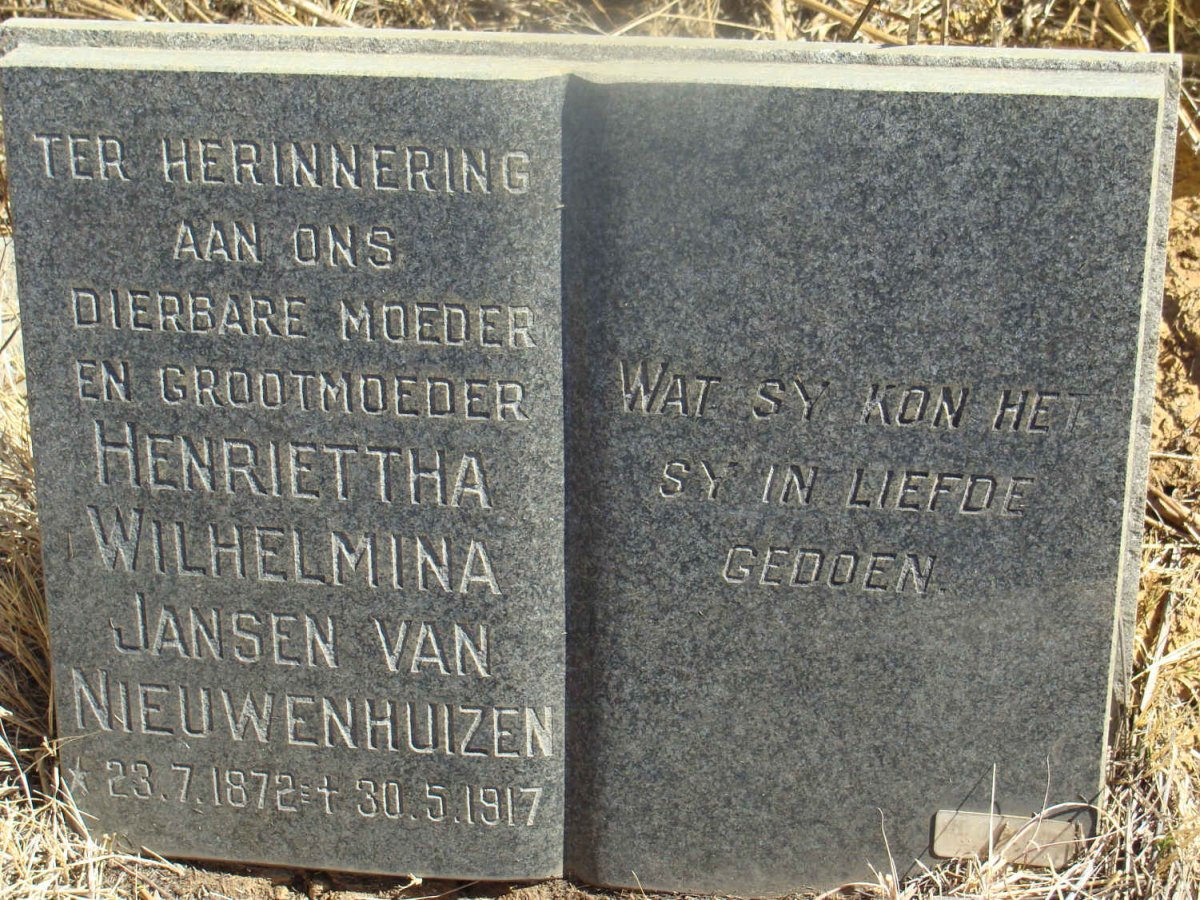 NIEUWENHUIZEN Henriettha Wilhelmina, Jansen van 1872-1917