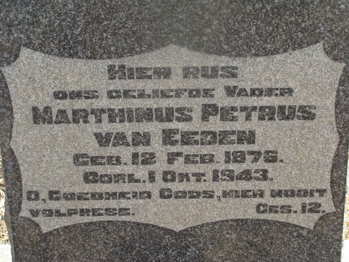 EEDEN Marthinus Petrus, van 1876-1943