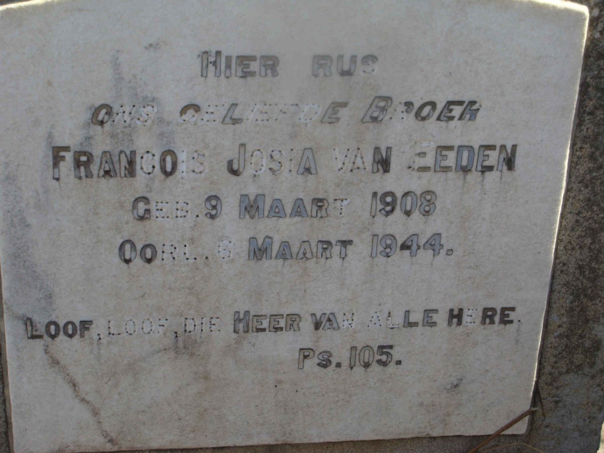 EEDEN Francois Josia, van 1908-1944