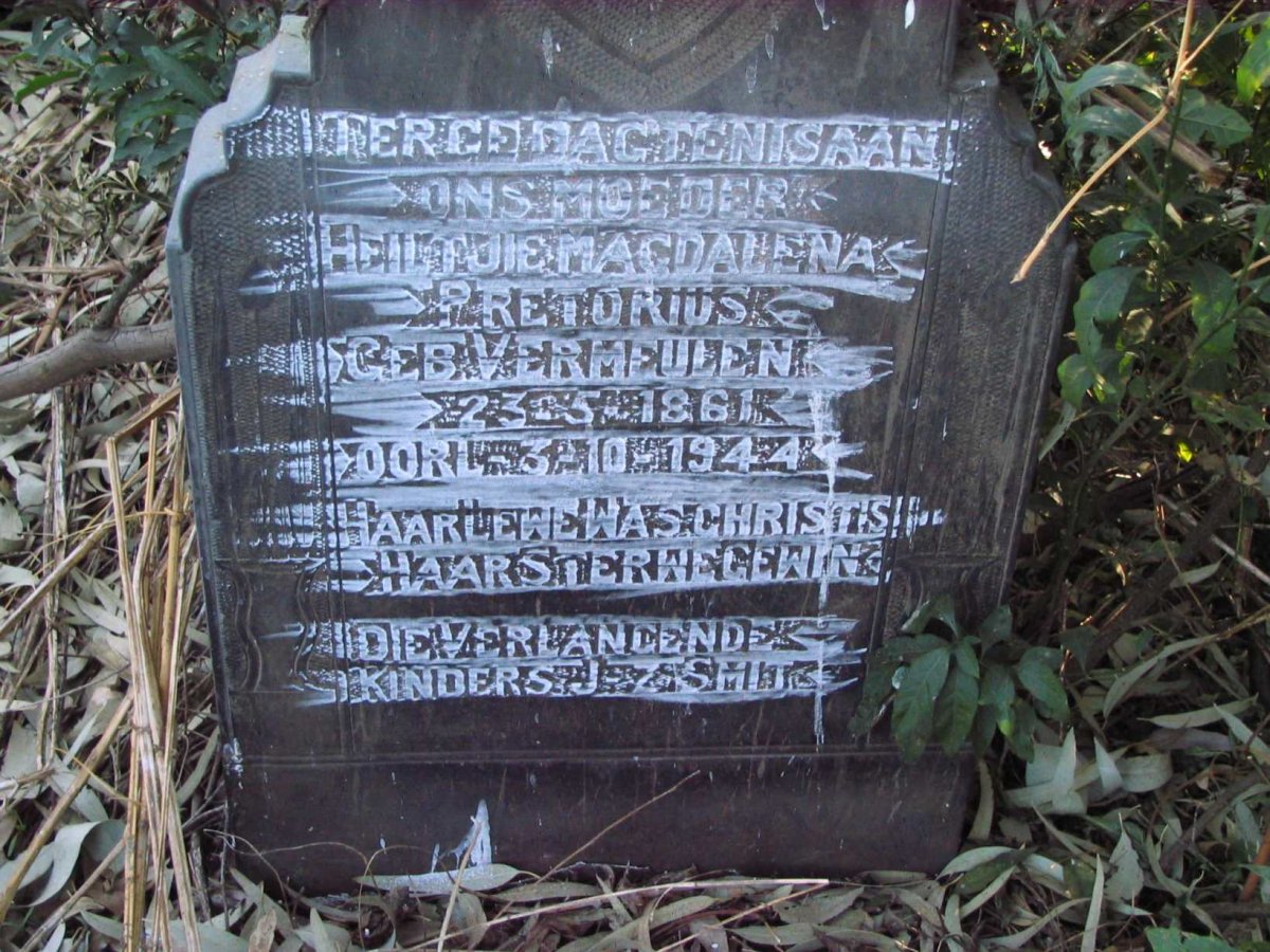 PRETORIUS Heiltjie Magdalena nee VERMEULEN 1861-1944