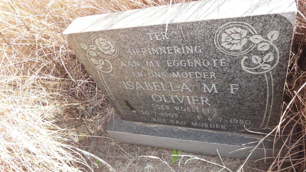 OLIVIER Isabella M.F. nee ROSSLEE 1909-1980