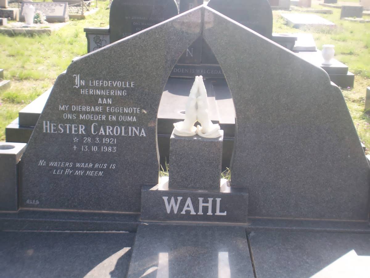 WAHL Hester Carolina 1921-1983
