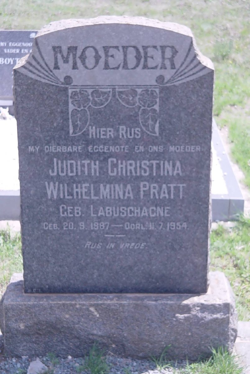 PRATT Judith Christina Wilhelmina nee LABUSCHAGNE 1987-1954