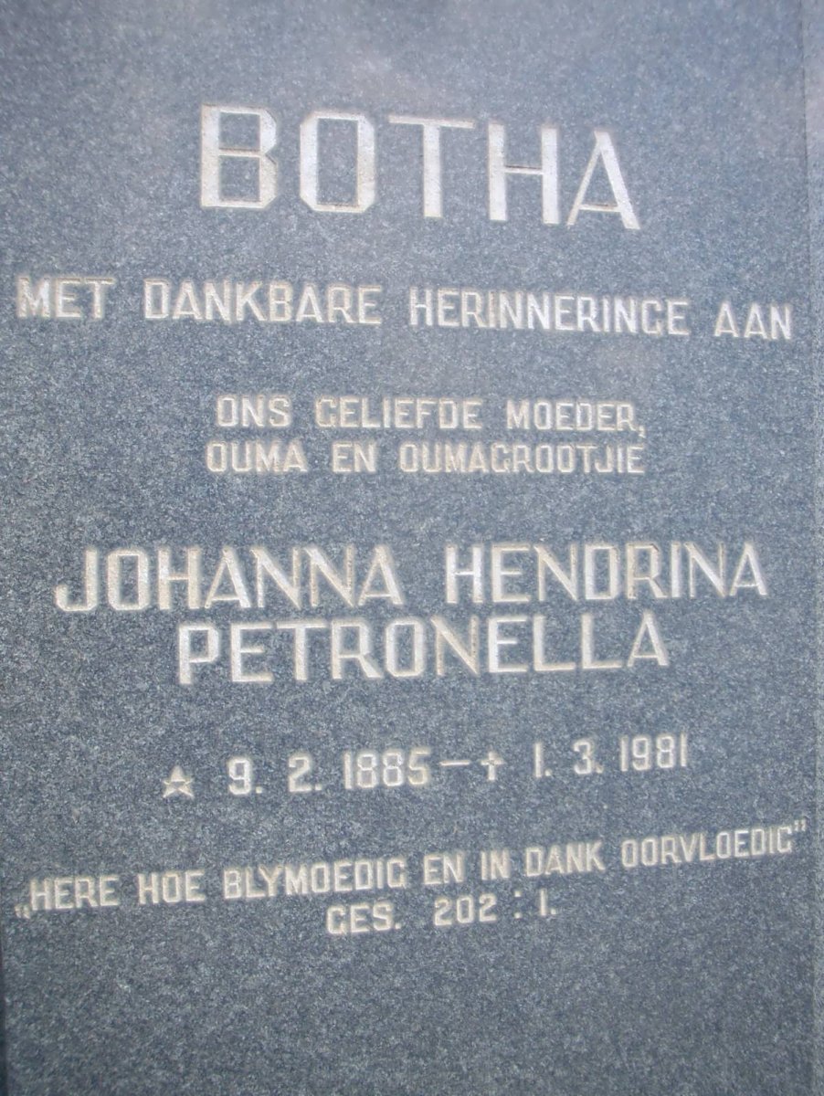 BOTHA Johanna Hendrina Petronella 1885-1981