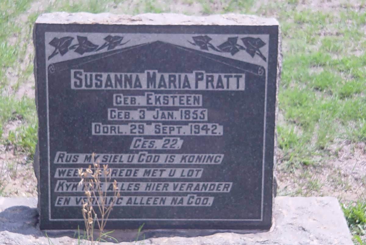 PRATT Susanna Maria nee EKSTEEN 1855-1942