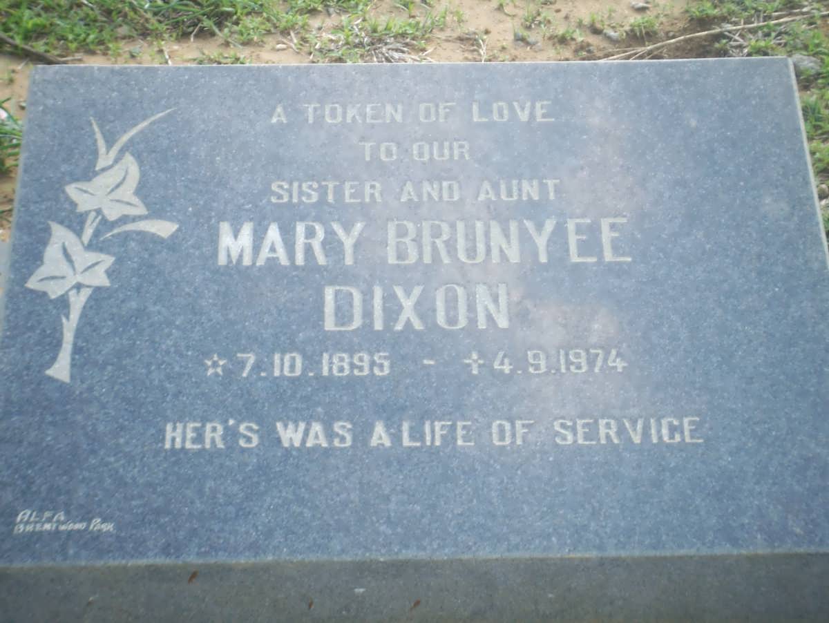 DIXON Mary Brunyee 1895-1974