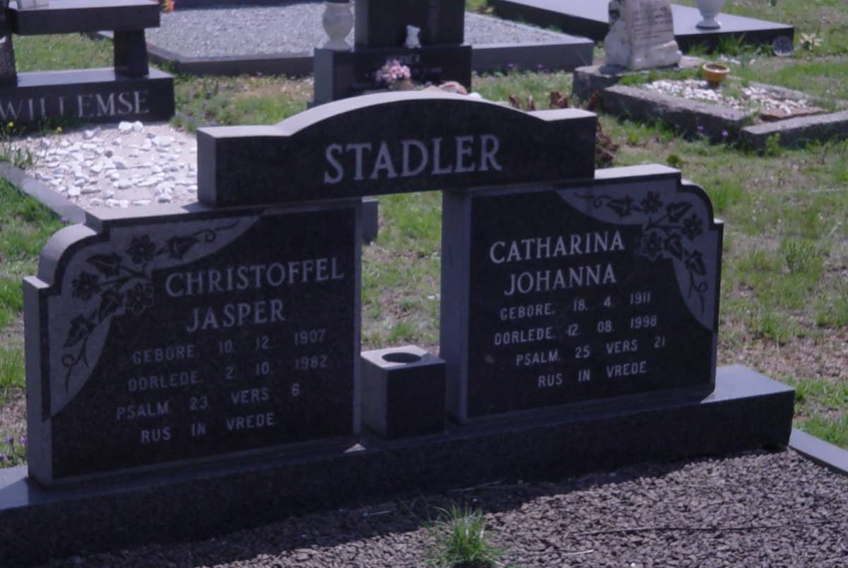 STADLER Christoffel Jasper 1907-1982 &amp; Catharina Johanna GLOY 1911-1998