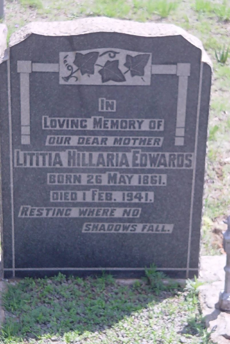 EDWARDS Lititia Hillaria 1861-1941