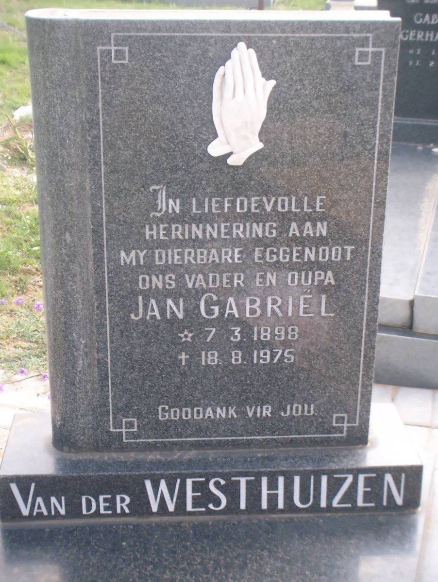 WESTHUIZEN Jan Gabriel, van der 1898-1975