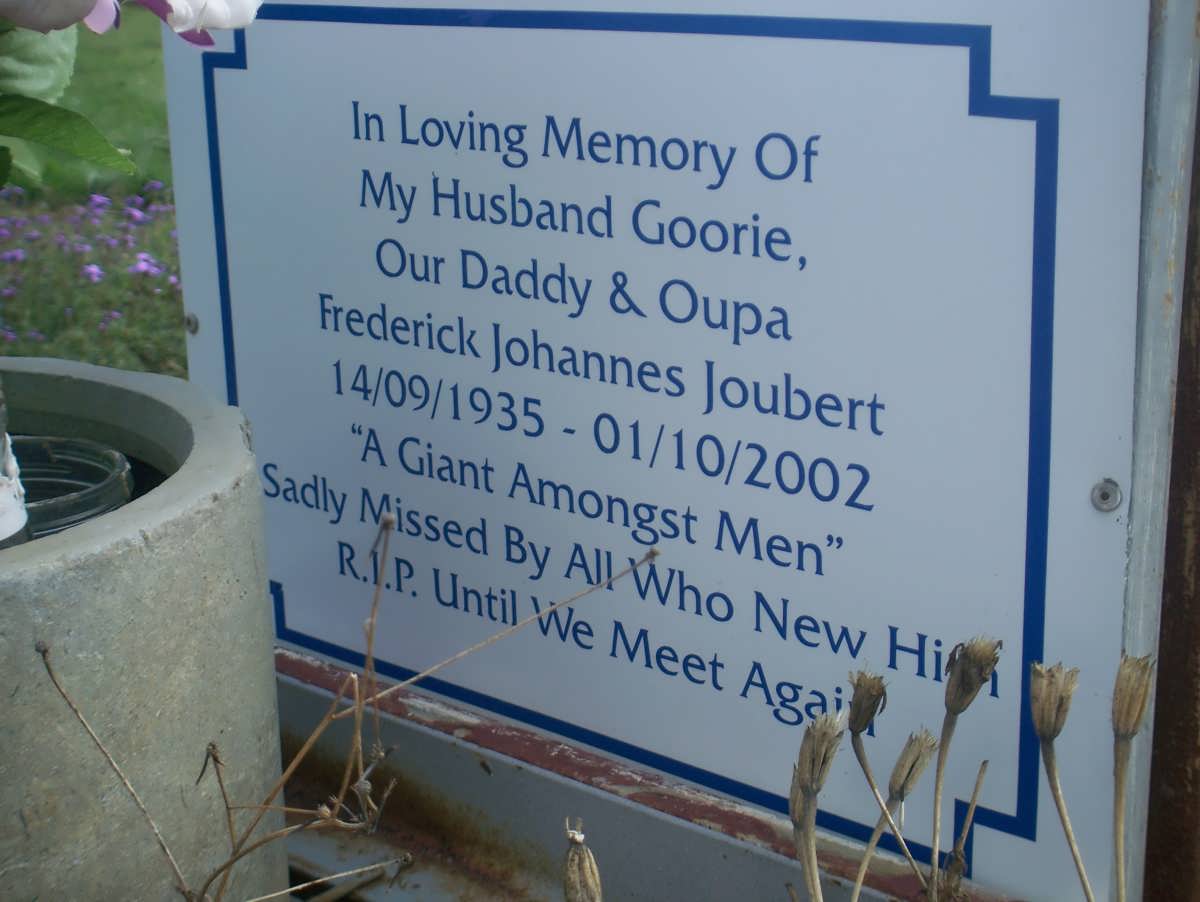 JOUBERT Frederick Johannes 1935-2002