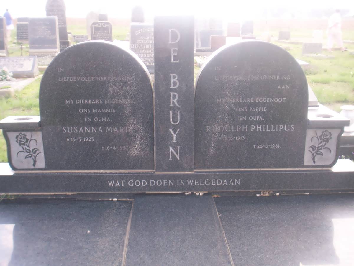 BRUYN Rudolph Phillipus, de 1913-1981 &amp; Susanna Maria 1923-1957