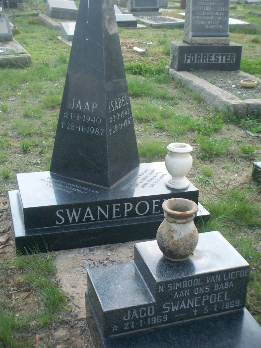 SWANEPOEL Jaap 1940-1987 &amp; Isabel 1942-1987