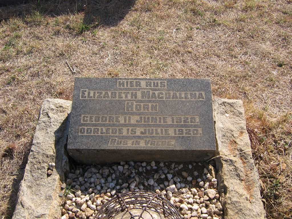 HORN Elizabeth Magdalena 1920-1920