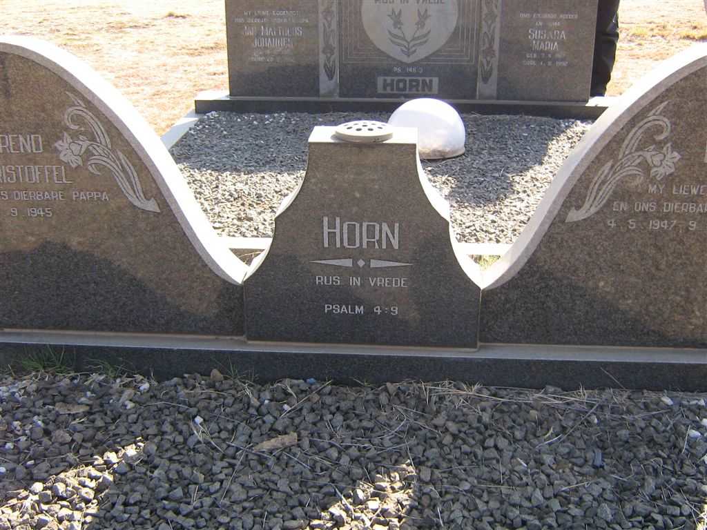 HORN Barend Christoffel 1945- &amp; Elsje 1947-1986