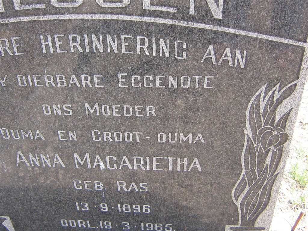 ? Anna Magarietha nee RAS 1896-1965