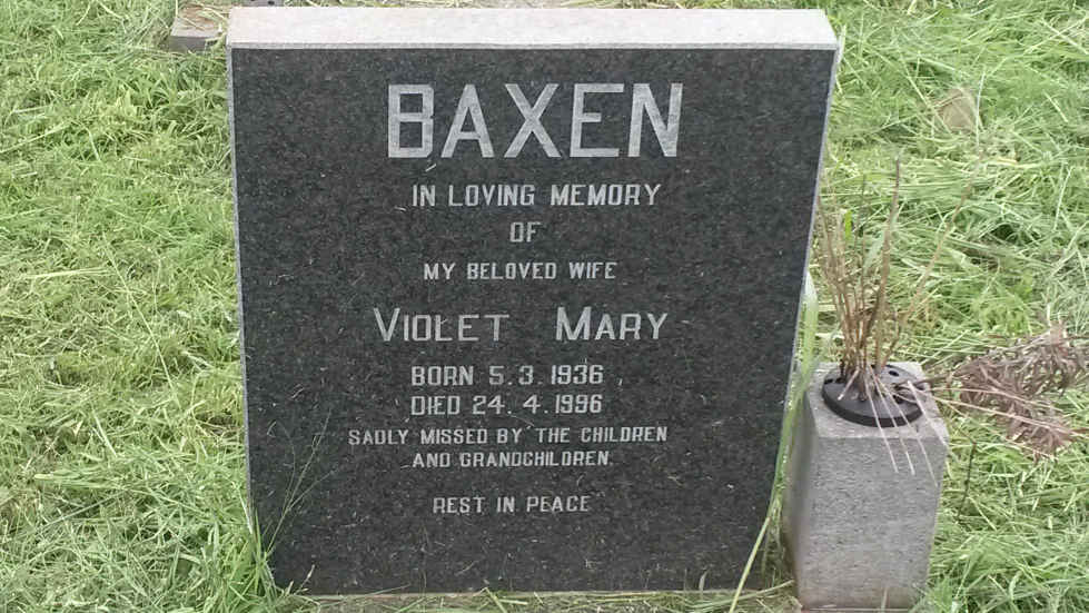 BAXEN Violet Mary 1936-1996