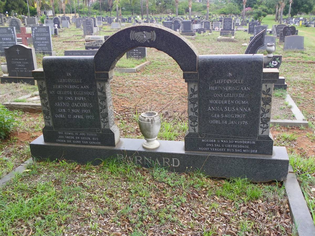 BARNARD Arend Jacobus 1903-1972 &amp; Anna Susanna 1907-1978