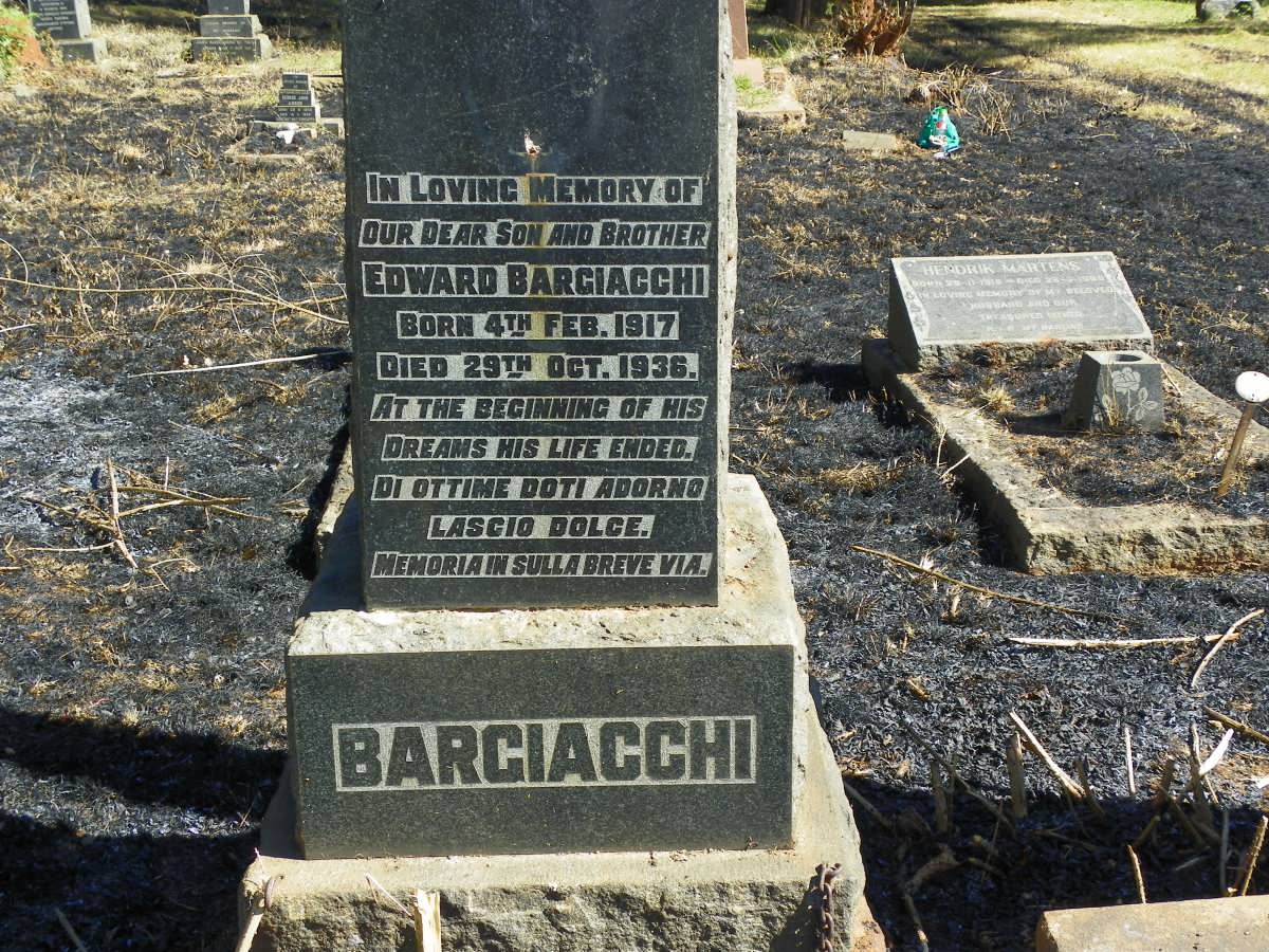 BARGIACCHI Edward 1917-1936