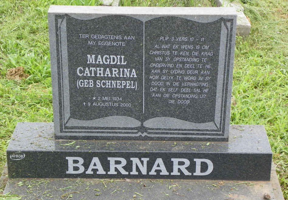 BARNARD Magdil Catharina nee SCHNEPEL 1934-2000