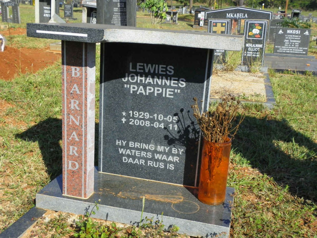 BARNARD Lewies Johannes 1929-2008
