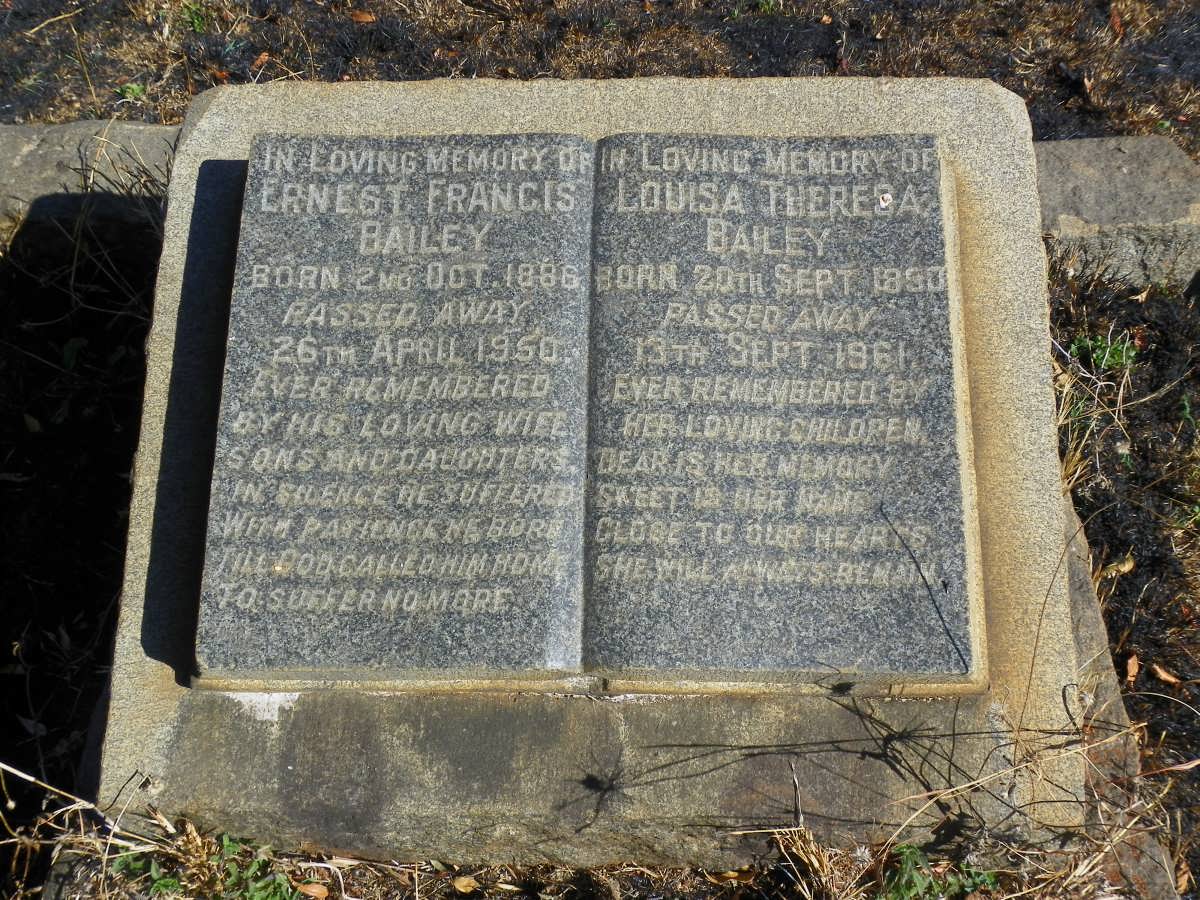BAILEY Ernest Francis 1886-1950 &amp; Louisa Theresa 1890-1961