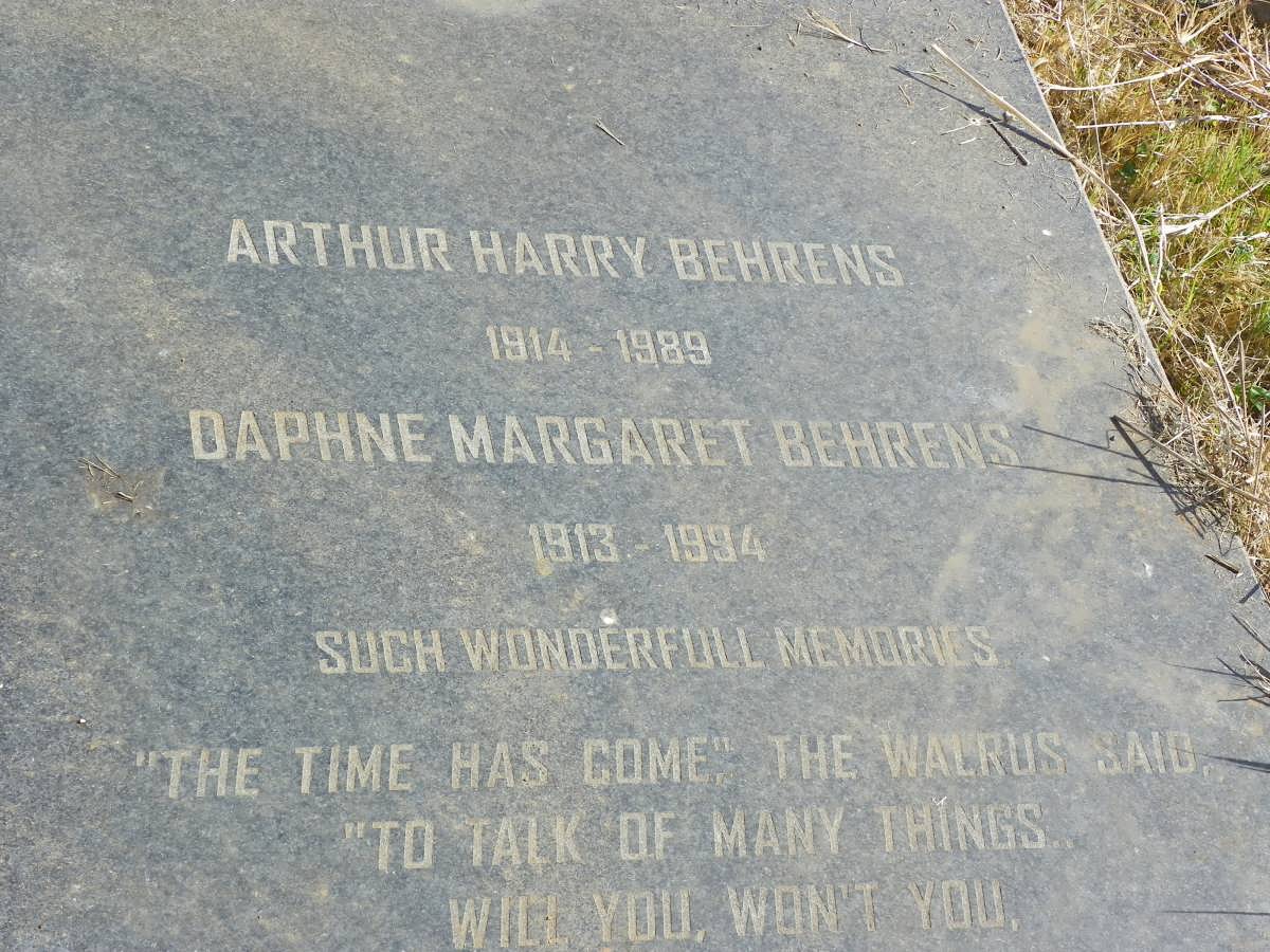 BEHRENS Arthur Harry 1914-1989 &amp; Daphne Margaret 1913-1994