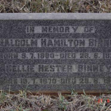 BINNEY Malcolm Hamilton 1880-1924 &amp; Nellie Hester 1870-1923