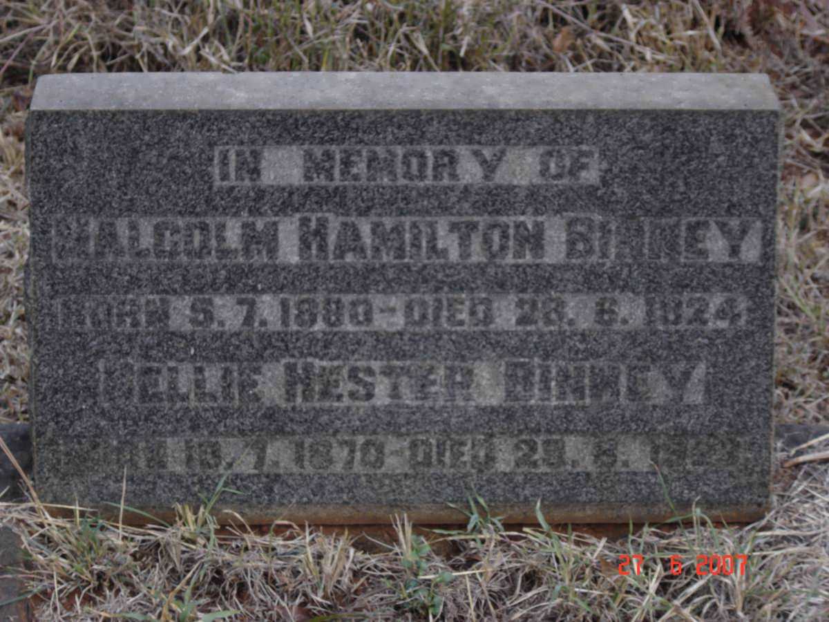 BINNEY Malcolm Hamilton 1880-1924 &amp; Nellie Hester 1870-1923