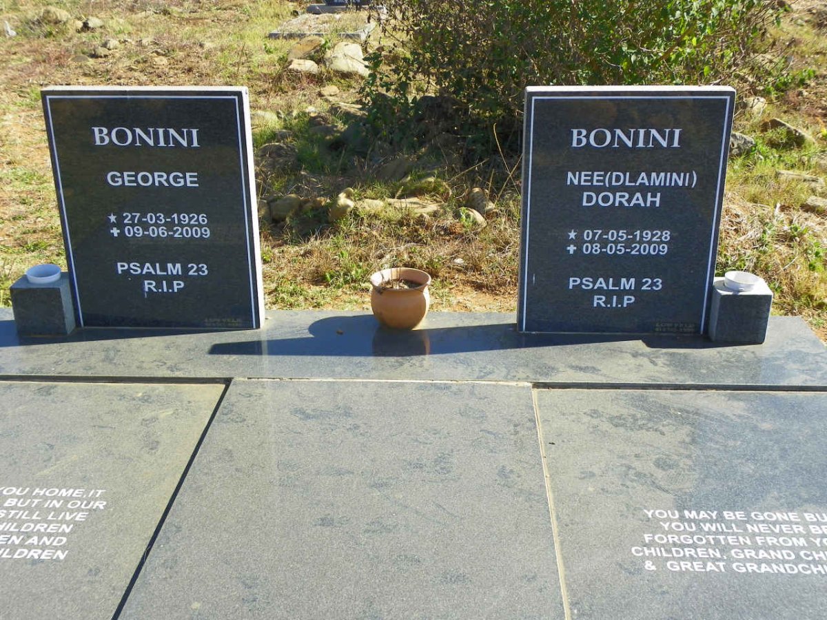 BONINI George 1926-2009 &amp; Dorah DLAMINI 1928-2009