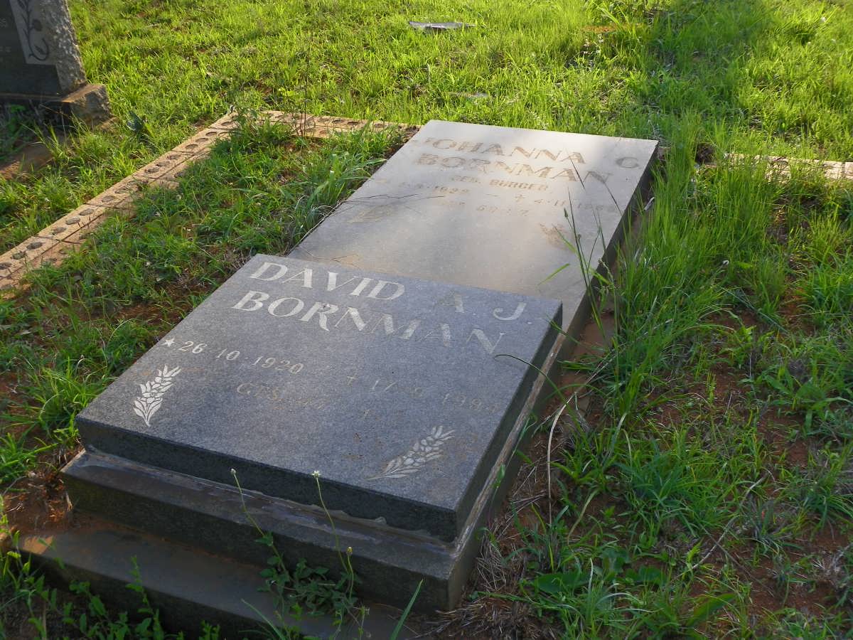 BORNMAN David A.J. 1920-1994 &amp; Johanna C. 1922-1965 _1