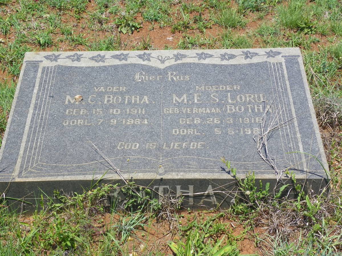 BOTHA M.C. 1911-1964 &amp; M.E.S. Loru VERMAAK 1916-198?