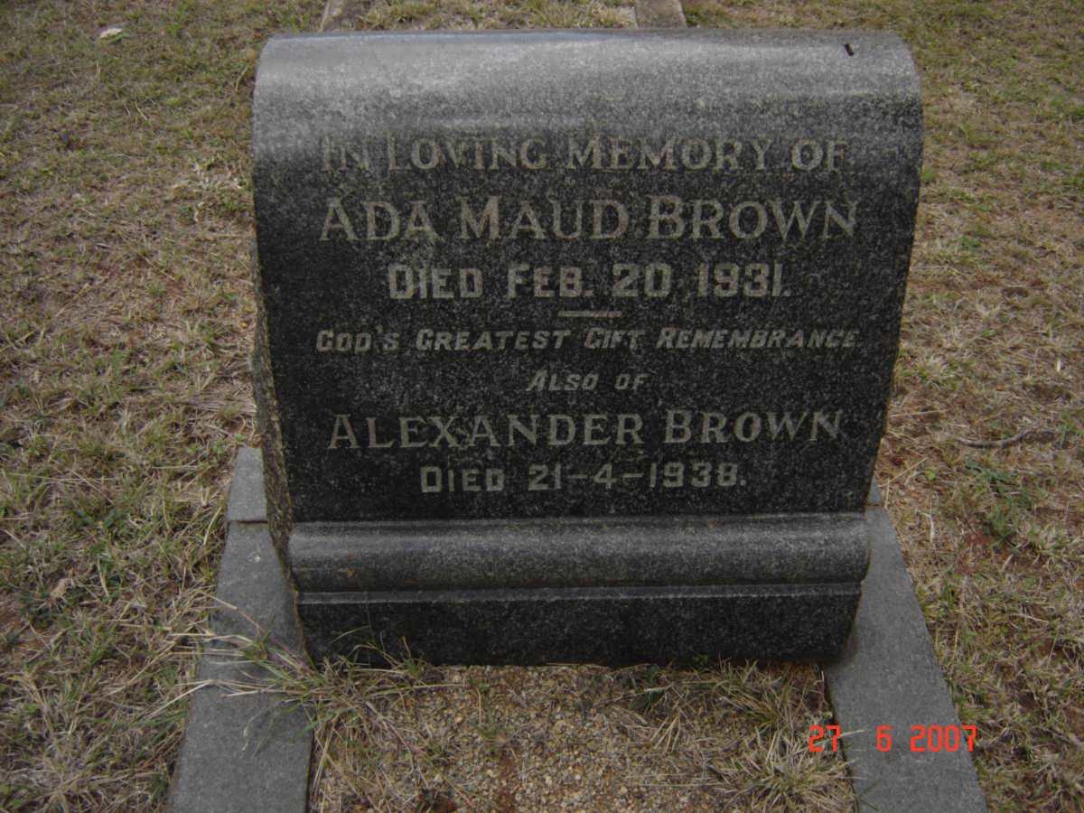 BROWN Alexander -1938 &amp; Ada Maud -1931