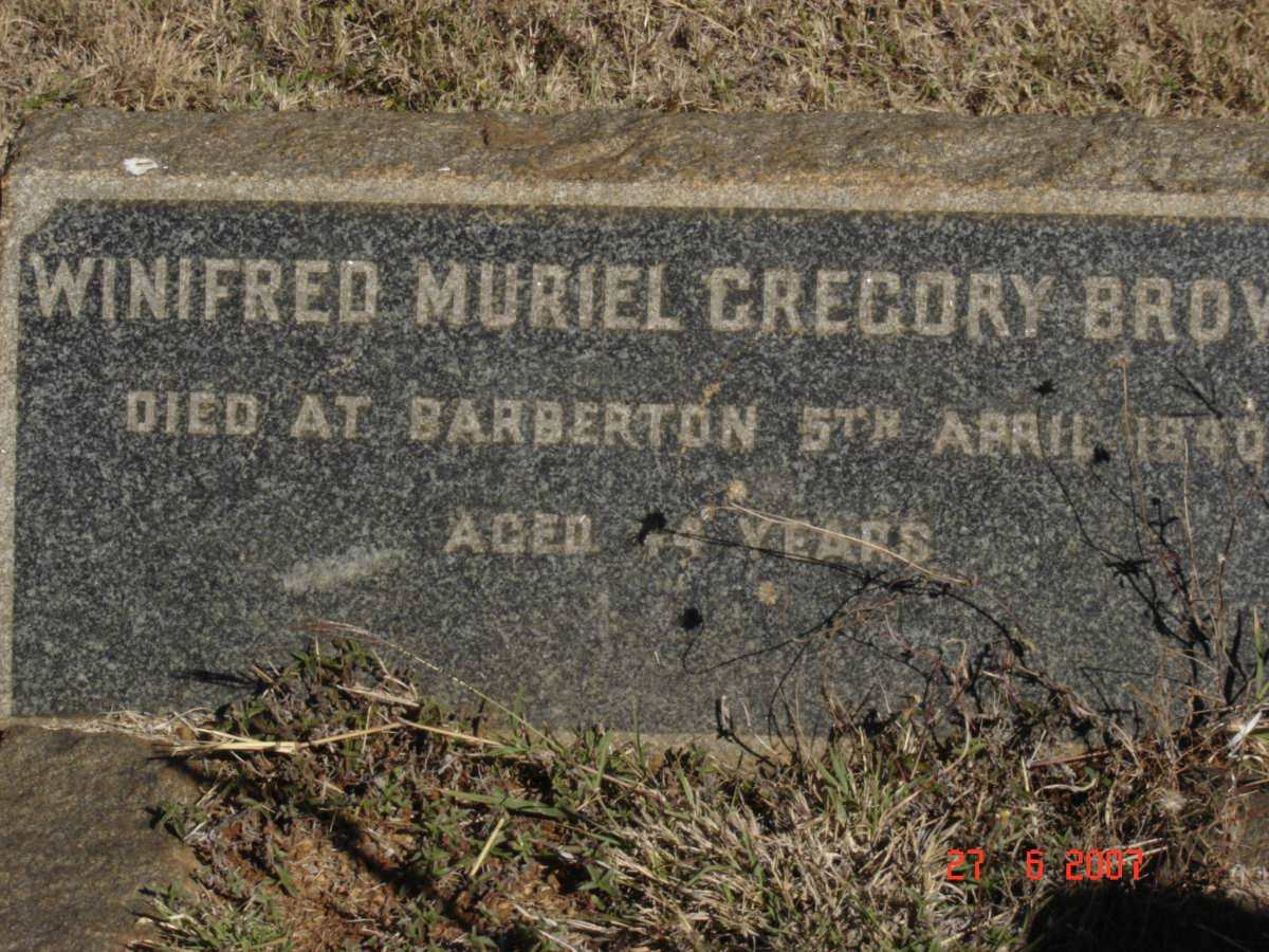 BROWN Winifred Muriel Gregory -1940